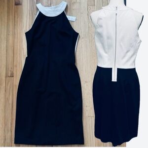 NWT Banana Republic body con dress Size 10 tall. Black with white.